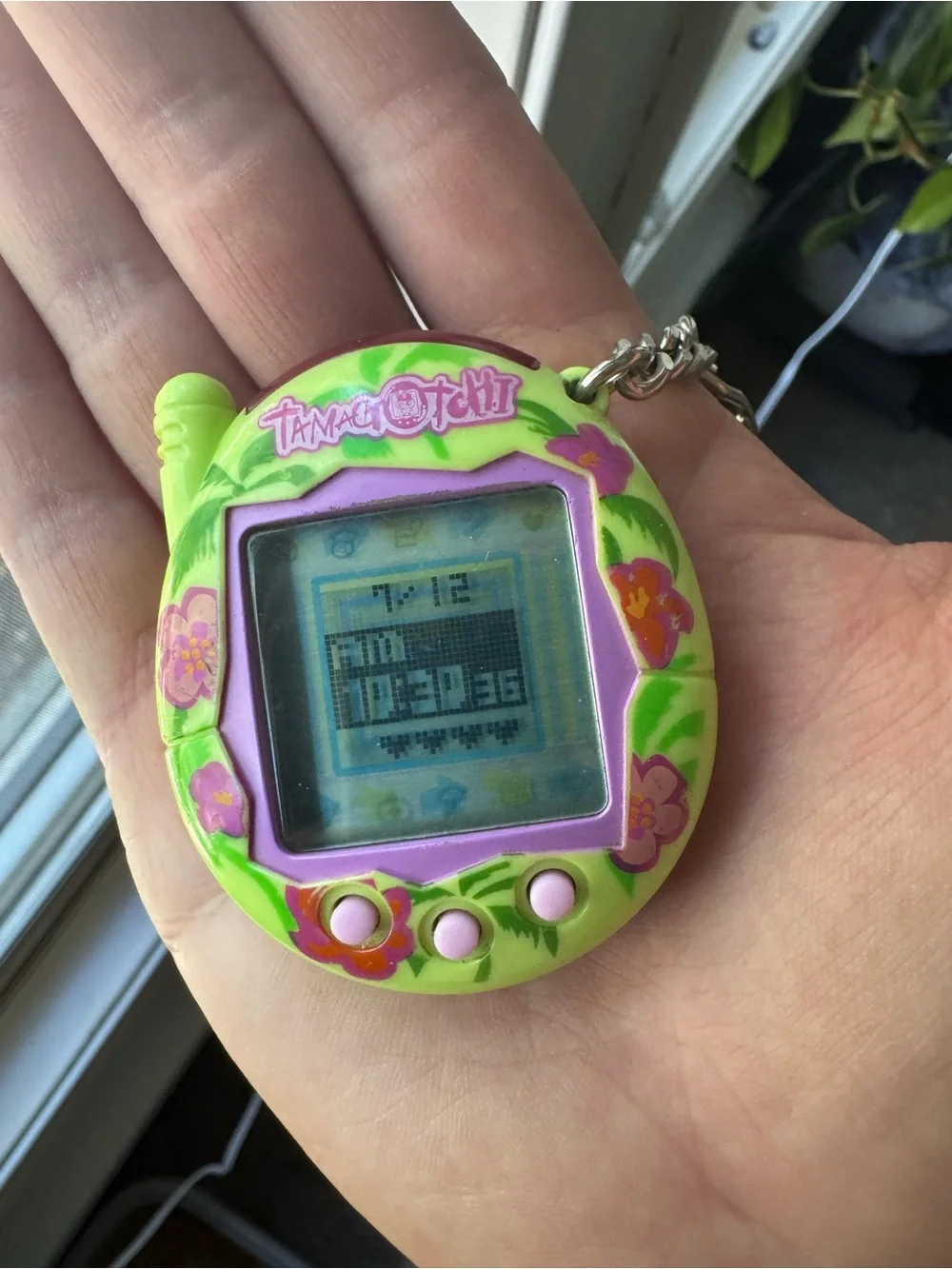 Tamagotchi Digital Pet Keychain - Blue & Green